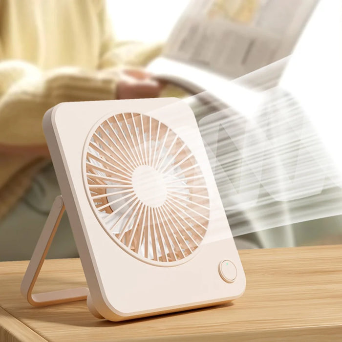 W70 Ultra Thin Desktop Mini Fan USB Charging 3 Speeds Cooling Fan with Foldable Stand - Pink - 2