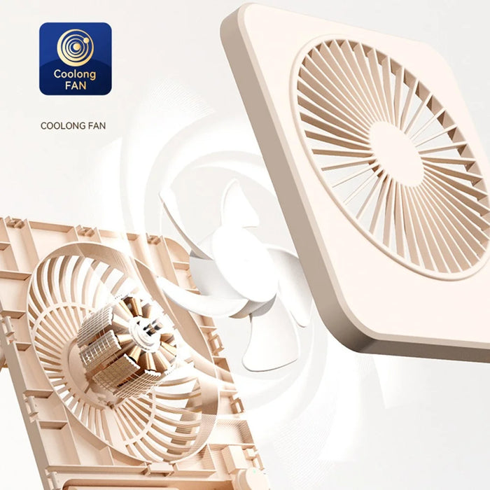 W70 Ultra Thin Desktop Mini Fan USB Charging 3 Speeds Cooling Fan with Foldable Stand - Pink - 3