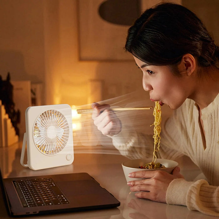 W70 Ultra Thin Desktop Mini Fan USB Charging 3 Speeds Cooling Fan with Foldable Stand - Pink - 4
