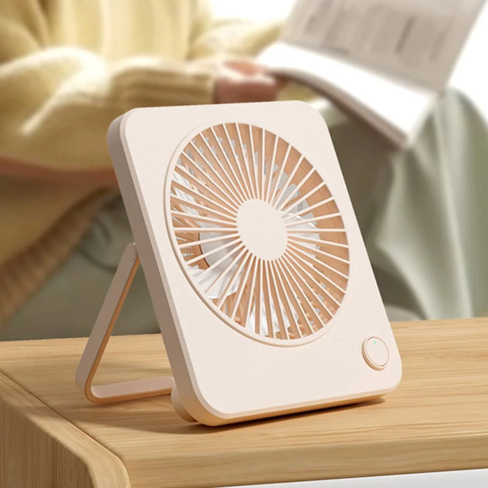 W70 Ultra Thin Desktop Mini Fan USB Charging 3 Speeds Cooling Fan with Foldable Stand - Pink - 6