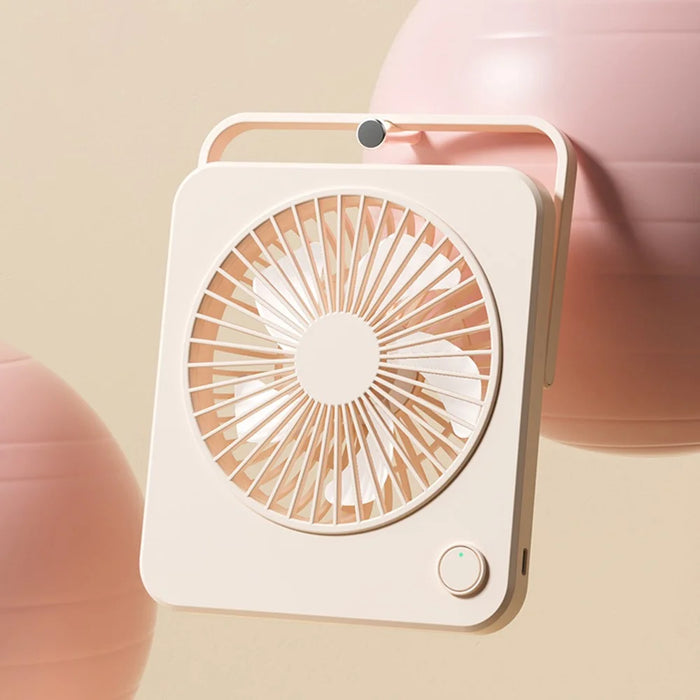 W70 Ultra Thin Desktop Mini Fan USB Charging 3 Speeds Cooling Fan with Foldable Stand - Pink - 7