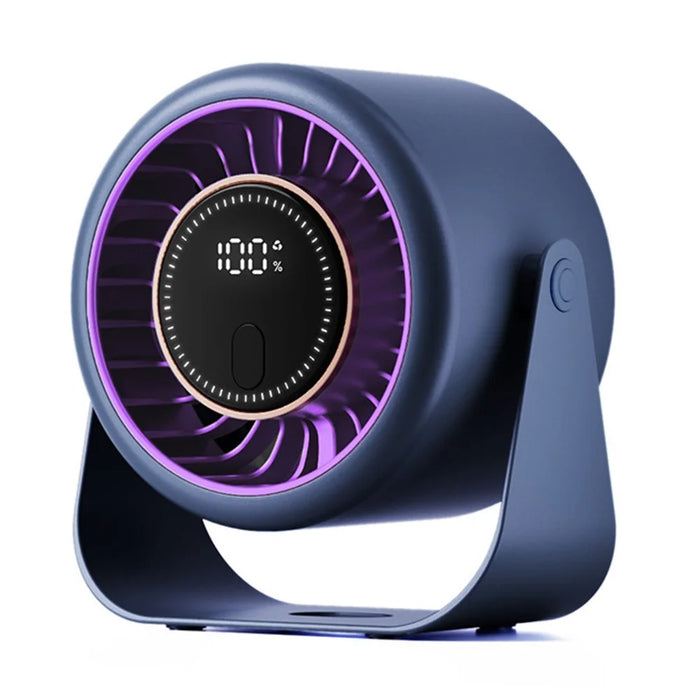 T30 Portable Desktop Fan with Base 6 Speeds Adjustable Summer Cooling Fan with Digital Display - Blue - 1