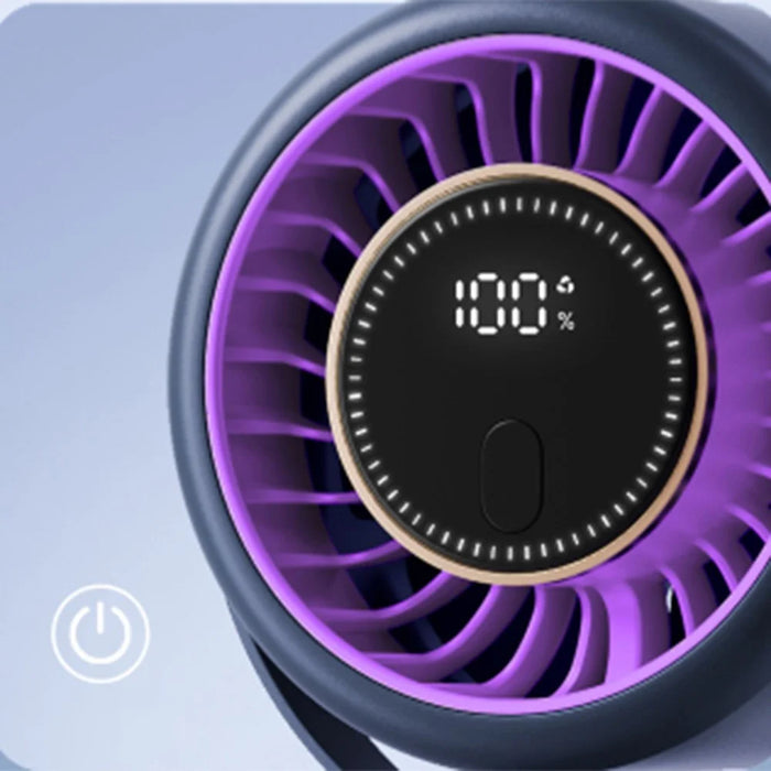 T30 Portable Desktop Fan with Base 6 Speeds Adjustable Summer Cooling Fan with Digital Display - Blue - 4