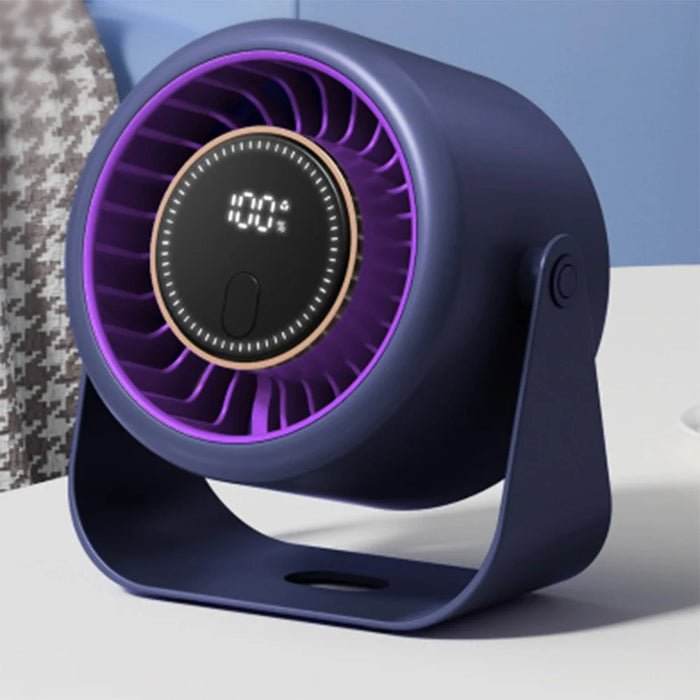 T30 Portable Desktop Fan with Base 6 Speeds Adjustable Summer Cooling Fan with Digital Display - Blue - 6