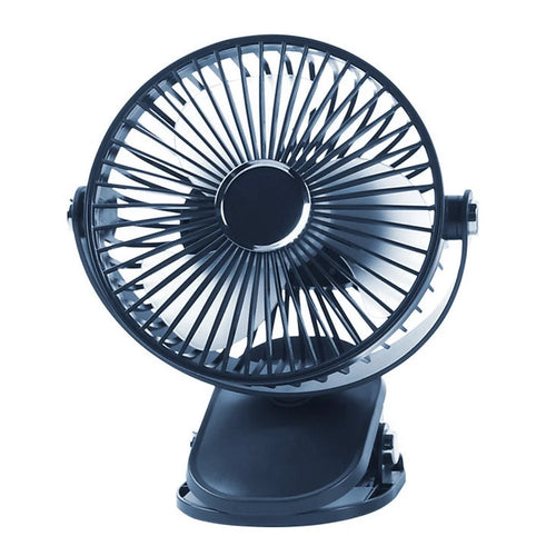 6 Inch Desk Fan with Ambient Light 1200mAh 3 Speeds Adjustable Clip Fan for Dorm Office - Navy Blue - 1