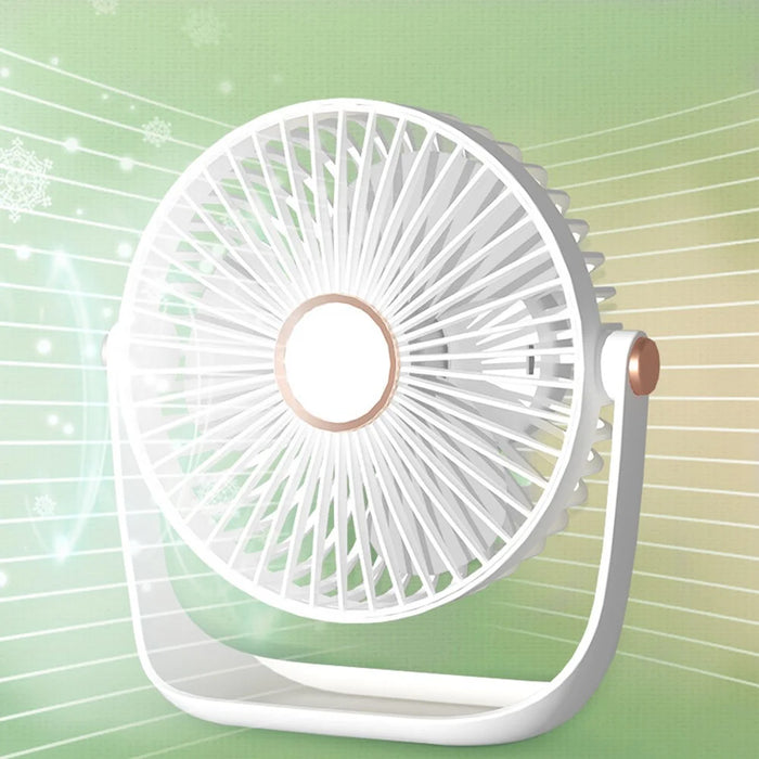 6 Inch Portable Table Fan USB Rechargeable Quiet Three Blades Desk Fan with Night Light - White - 5