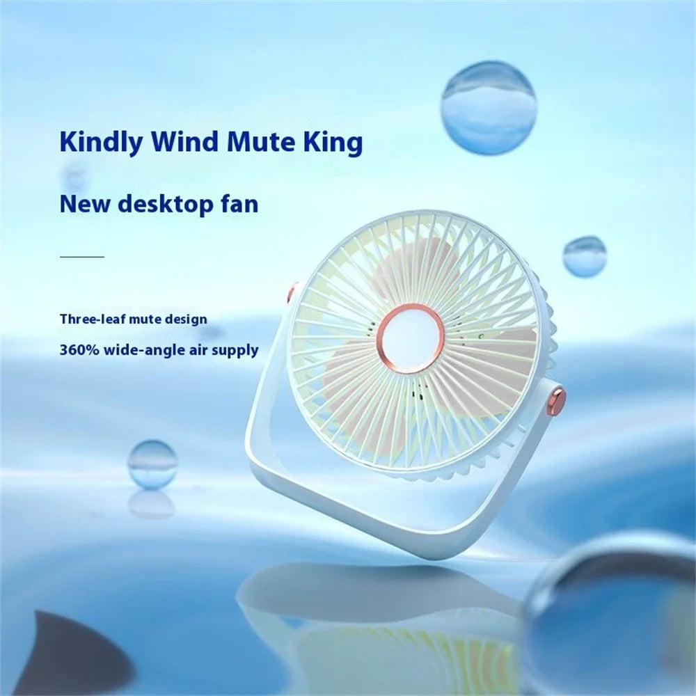 6 Inch USB Charging Desk Fan Quiet Three Blades Portable Table Fan with Night Light - White - 3