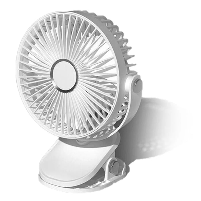 6 Inch Desktop Clip Fan with Atmosphere Light 6 Speeds USB Rechargeable Portable Fan - White - 1