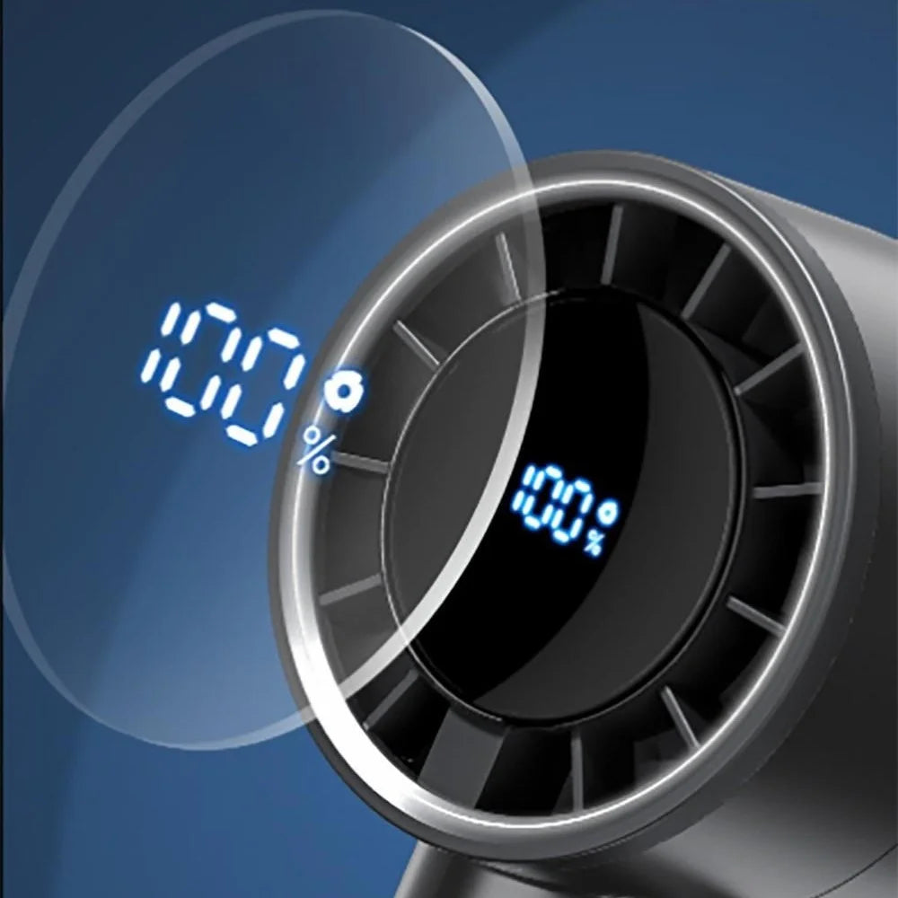 USB Rechargeable Handheld Fan with Ice Cooling  /  Digital Display  /  Turbo Speed  /  5 Adjustable Speeds - Black - 5