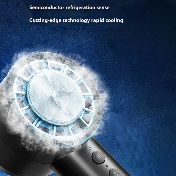 Handheld Cooling Fan USB Rechargeable Turbo Fan Portable High Speed Fan with Ice Compress Cooling Design - Black - 3