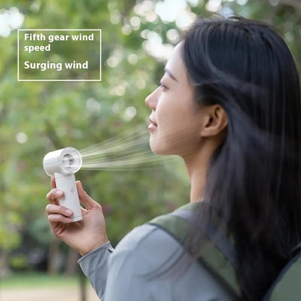 Portable 5 Speed Fan 20000 RPM Powerful Airflow Home Office Outdoor Mini Cooling Fan - White - 4
