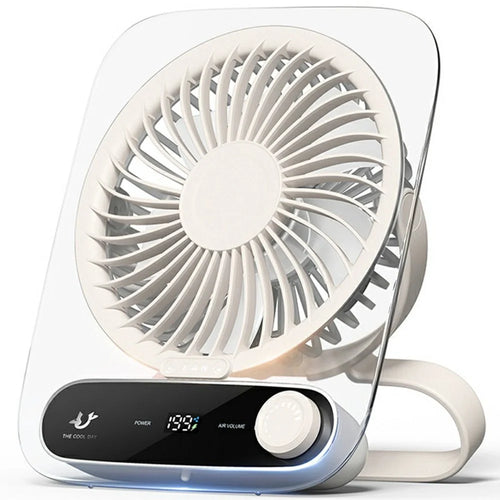Portable Desk Fan Ultra Thin Rechargeable 3000mAh Handheld Wall Mountable Fan 199 Speed Settings - White - 1