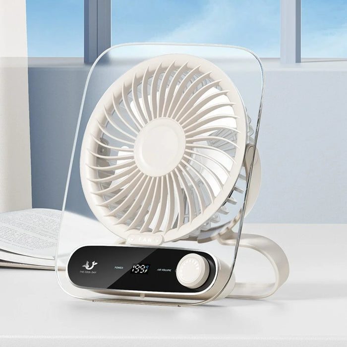 Portable Desk Fan Ultra Thin Rechargeable 3000mAh Handheld Wall Mountable Fan 199 Speed Settings - White - 2