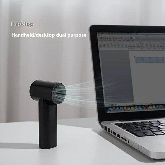 Handheld USB Rechargeable Turbo Fan 5 Speed Adjustable Portable Bladeless Cooling Fan - Black - 7