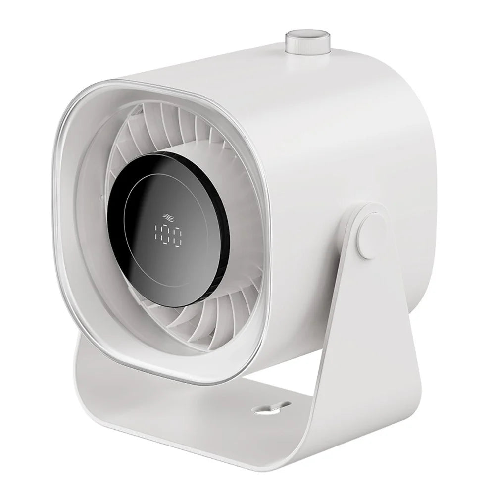 F87 100 Speeds Digital Display Desktop Fan with Stand USB Rechargeable High Speed Turbo Fan - White - 1