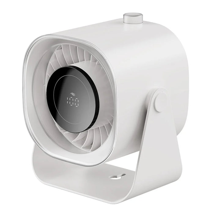 F87 100 Speeds Digital Display Desktop Fan with Stand USB Rechargeable High Speed Turbo Fan - White - 1
