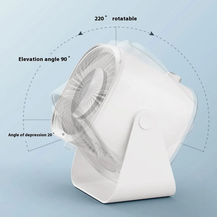F87 100 Speeds Digital Display Desktop Fan with Stand USB Rechargeable High Speed Turbo Fan - White - 4
