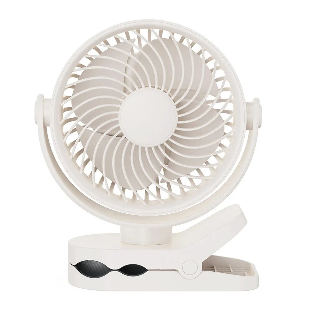 RD23 Clip On Fan Quiet Oscillating Desk Fan USB Rechargeable Air Circulating Electric Fan - White - 1
