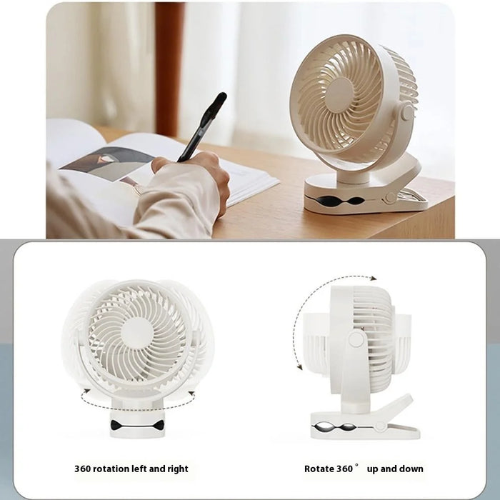 RD23 Clip On Fan Quiet Oscillating Desk Fan USB Rechargeable Air Circulating Electric Fan - White - 3