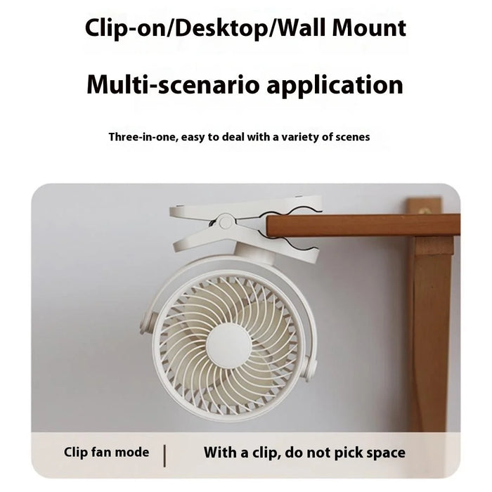 RD23 Clip On Fan Quiet Oscillating Desk Fan USB Rechargeable Air Circulating Electric Fan - White - 4