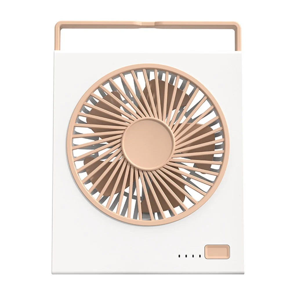 L19 Slim Desk Fan with Foldable Handle 4 Speeds Adjustable Portable Hanging Fan for Bedroom Office - Light Yellow - 1