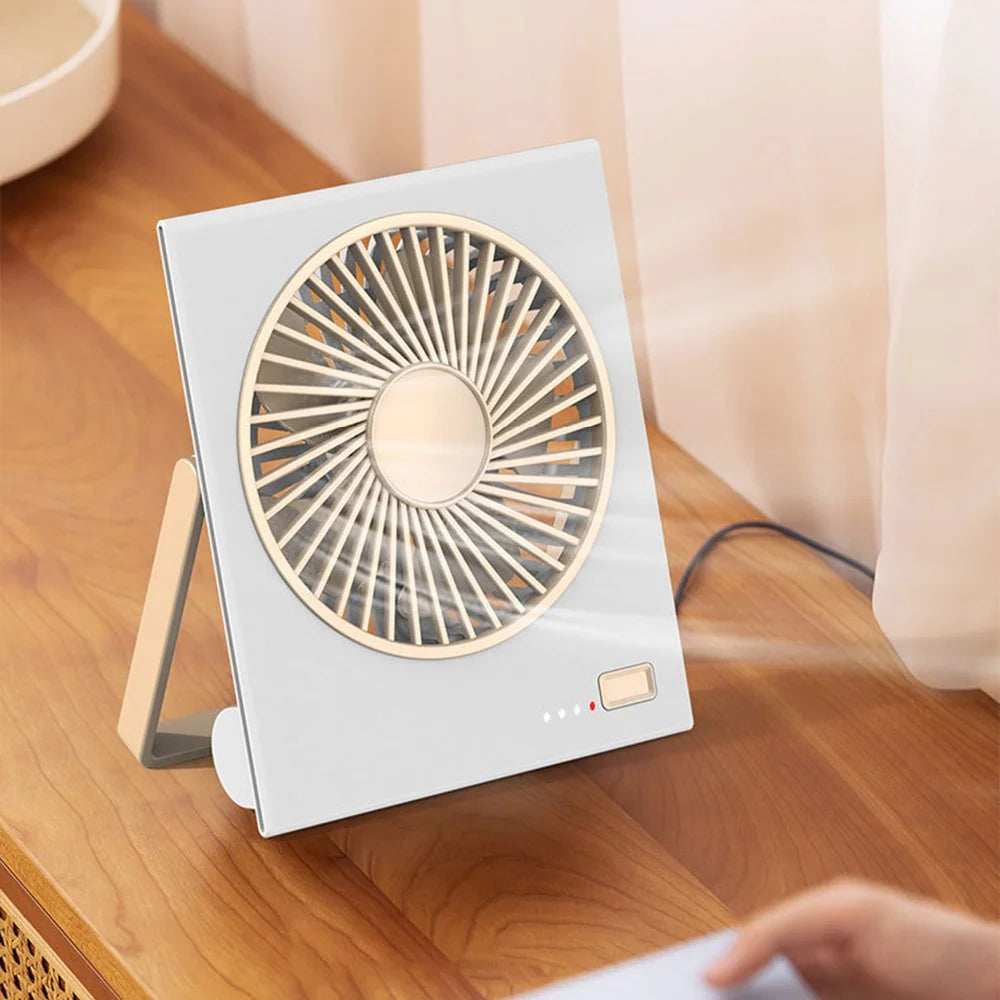 L19 Slim Desk Fan with Foldable Handle 4 Speeds Adjustable Portable Hanging Fan for Bedroom Office - Light Yellow - 5