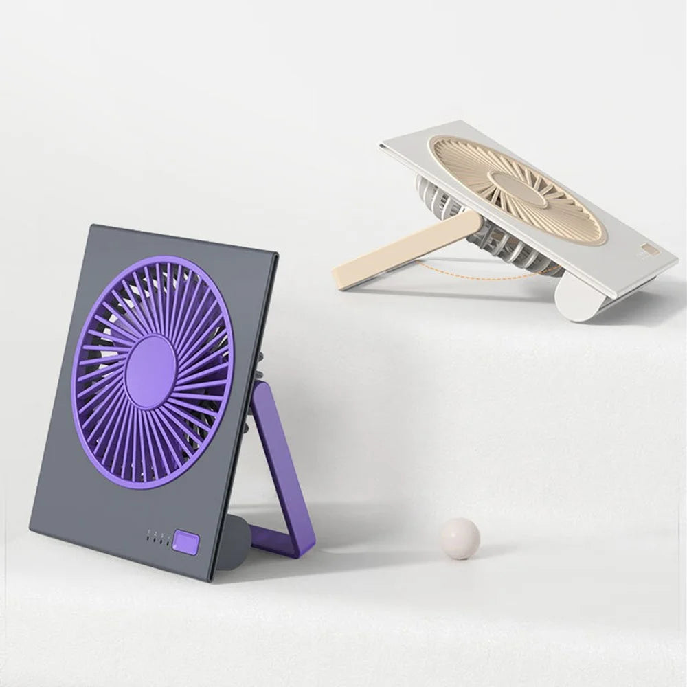 L19 Slim Desk Fan with Foldable Handle 4 Speeds Adjustable Portable Hanging Fan for Bedroom Office - Light Yellow - 7