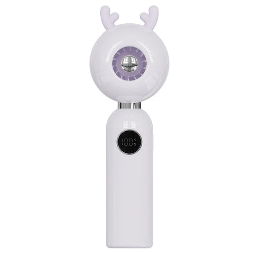 C05 Cute Animal Ears Handheld Mini USB Fan Portable 100 Speeds Desktop Fan for Home Office - Purple Deer - 1