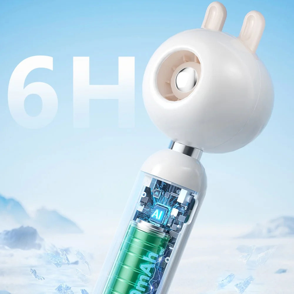 C05 Cute Animal Ears Handheld Mini USB Fan Portable 100 Speeds Desktop Fan for Home Office - Purple Deer - 2