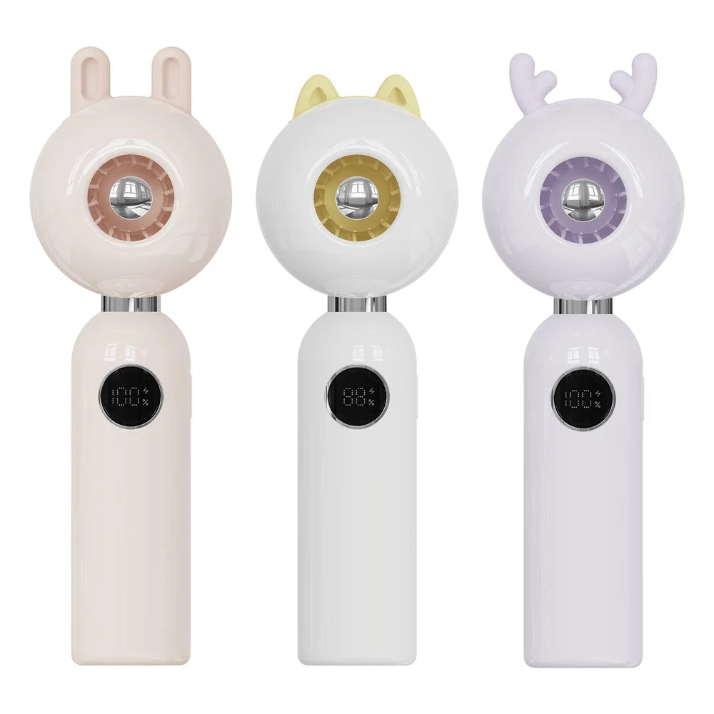C05 Cute Animal Ears Handheld Mini USB Fan Portable 100 Speeds Desktop Fan for Home Office - Purple Deer - 7