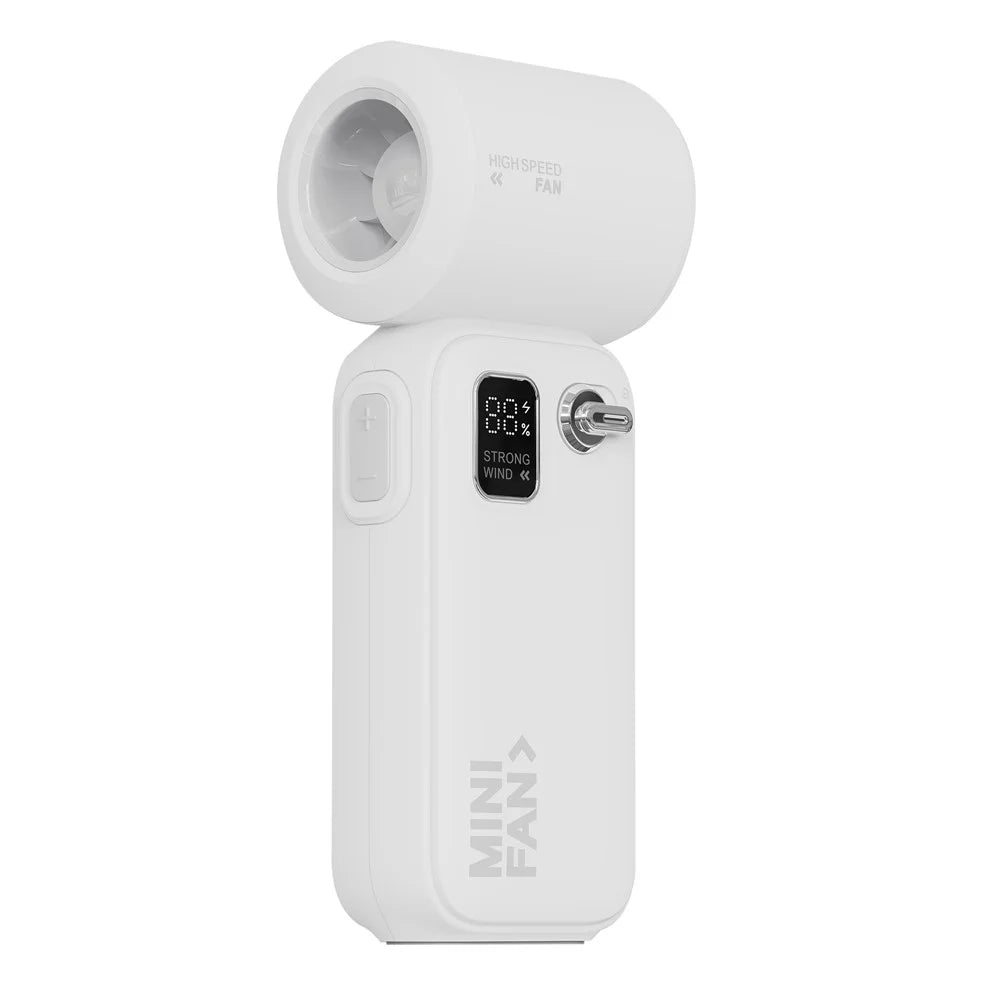 C06 Portable USB Rechargeable Mini Fan High Speed 100 Levels Adjustment Digital Display Handheld Fan - White - 1