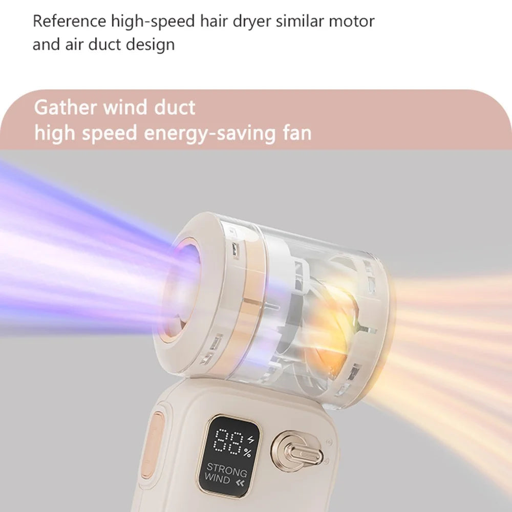 C06 Portable USB Rechargeable Mini Fan High Speed 100 Levels Adjustment Digital Display Handheld Fan - White - 3
