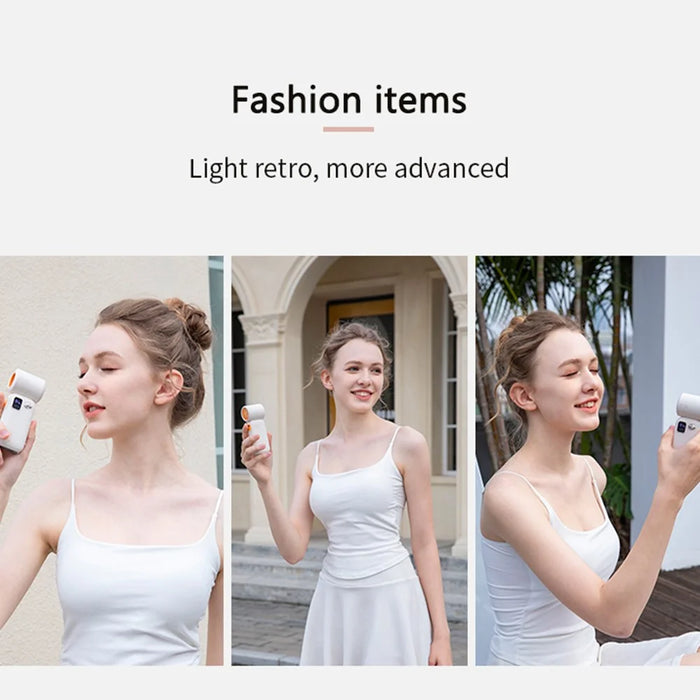 C06 Portable USB Rechargeable Mini Fan High Speed 100 Levels Adjustment Digital Display Handheld Fan - White - 7