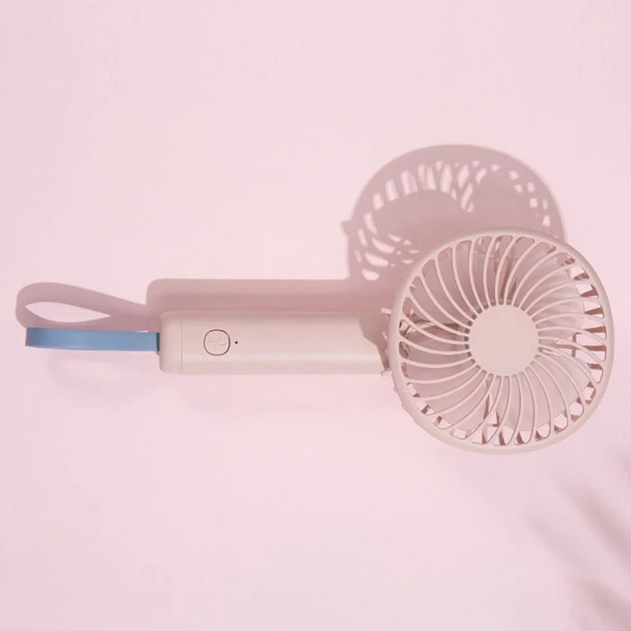 F20 Rotating Pocket Fan Portable Handheld USB Rechargeable 3 Speed Cooling Fan - Pink - 2