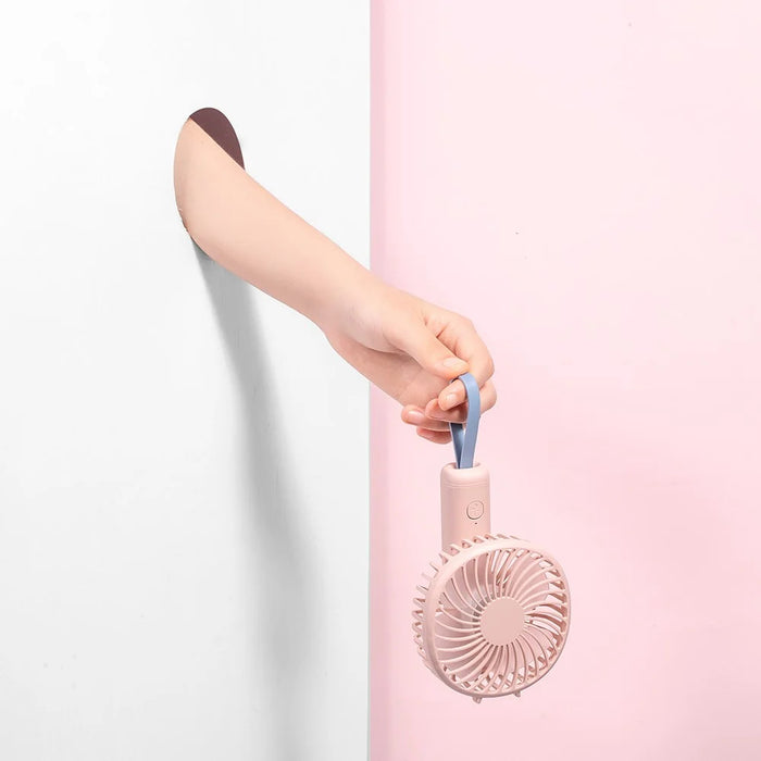 F20 Rotating Pocket Fan Portable Handheld USB Rechargeable 3 Speed Cooling Fan - Pink - 4