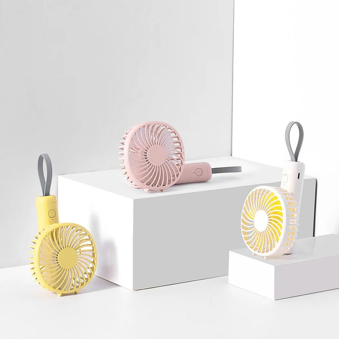 F20 Rotating Pocket Fan Portable Handheld USB Rechargeable 3 Speed Cooling Fan - Pink - 6
