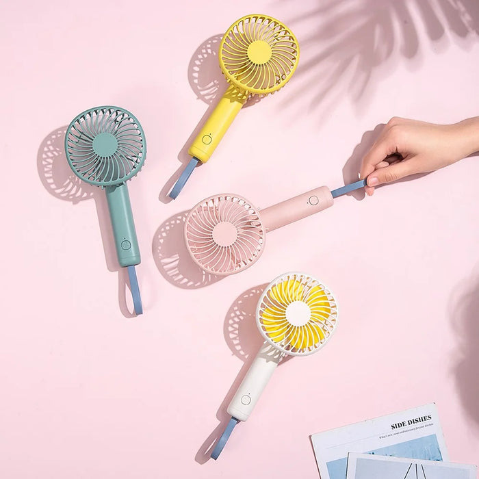 F20 Rotating Pocket Fan Portable Handheld USB Rechargeable 3 Speed Cooling Fan - Pink - 7