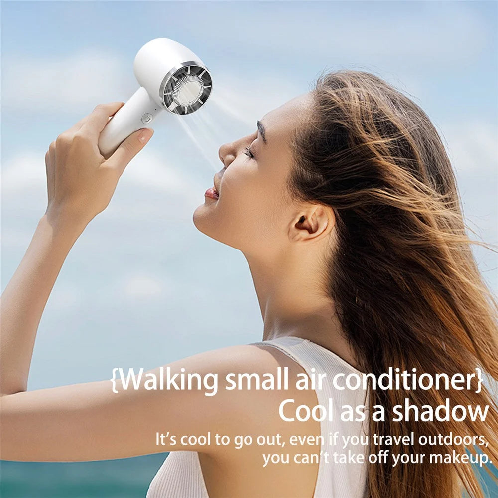WT14 Mini Handheld Fan Portable 3 Speed Brushless Motor Mute Cooling Fan for Outdoor / Desktop Use - Pink - 3