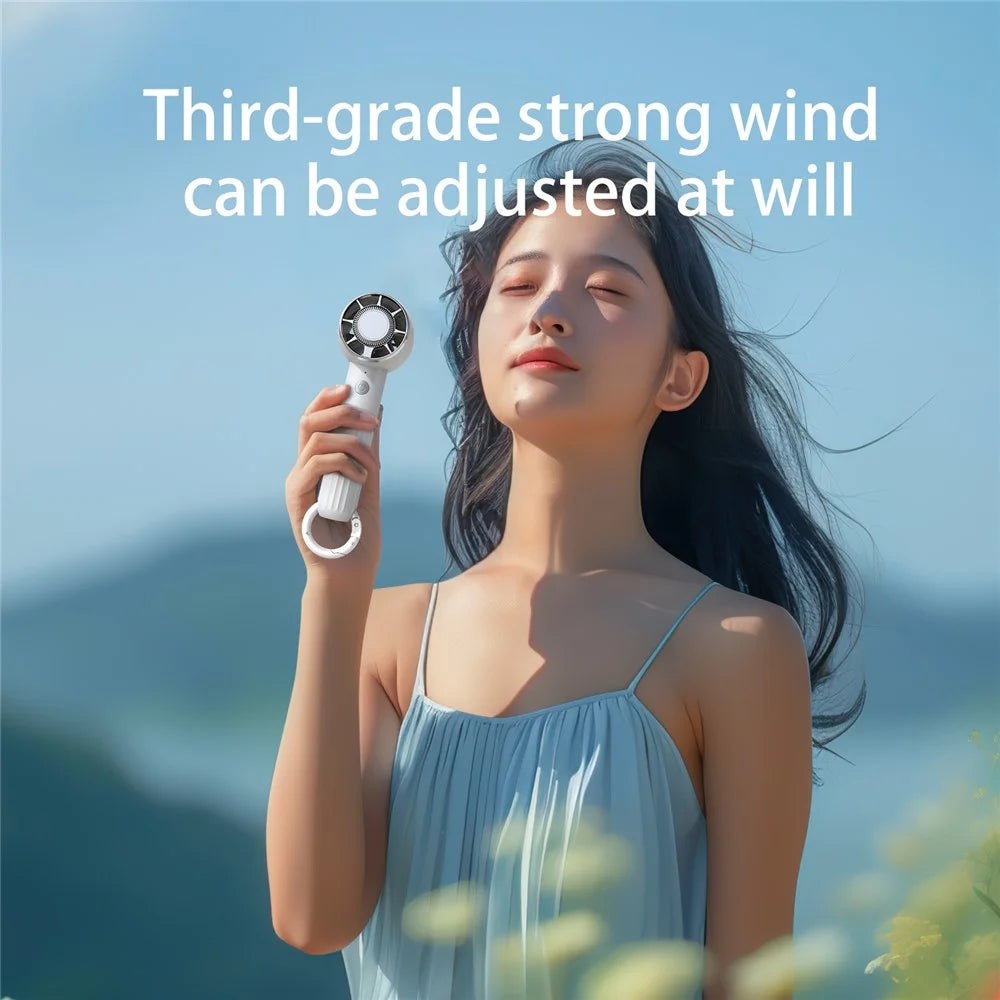 WT14 Mini Handheld Fan Portable 3 Speed Brushless Motor Mute Cooling Fan for Outdoor / Desktop Use - Pink - 4