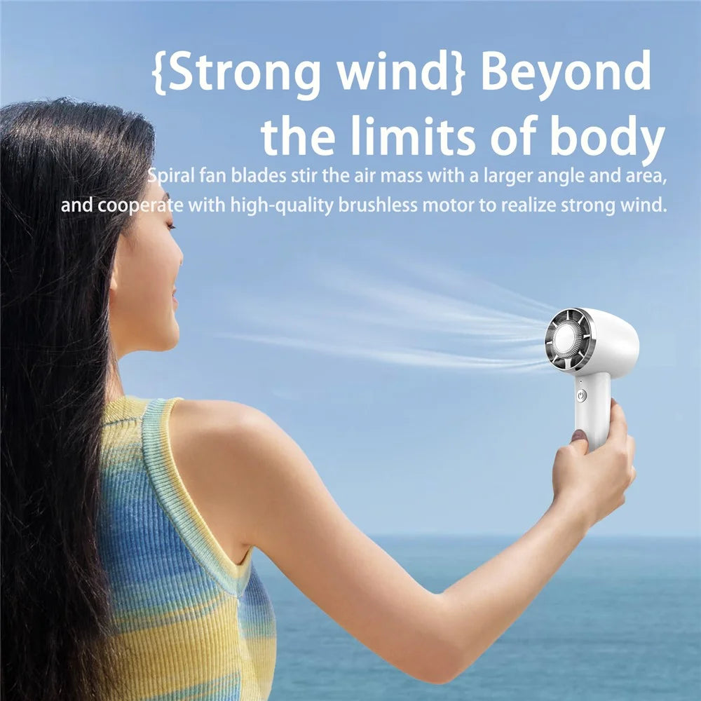 WT14 Mini Handheld Fan Portable 3 Speed Brushless Motor Mute Cooling Fan for Outdoor / Desktop Use - Pink - 6