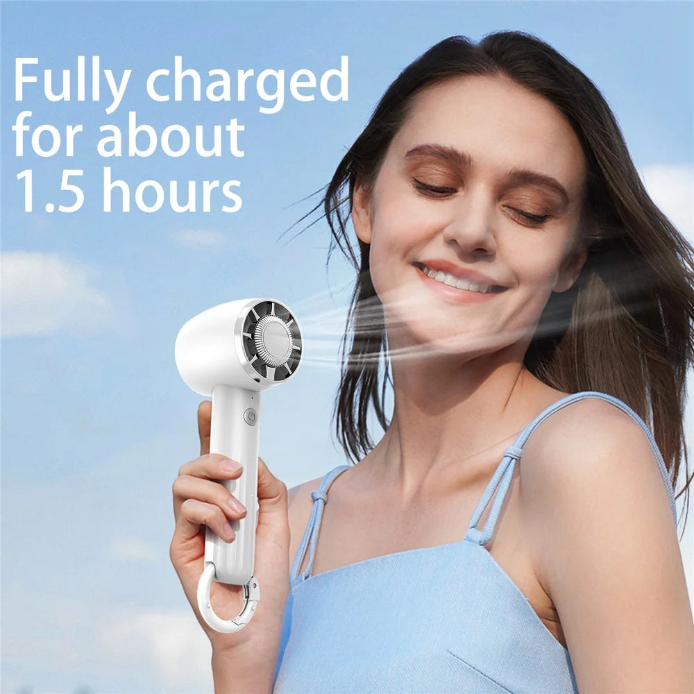 WT14 Mini Handheld Fan Portable 3 Speed Brushless Motor Mute Cooling Fan for Outdoor / Desktop Use - Pink - 7