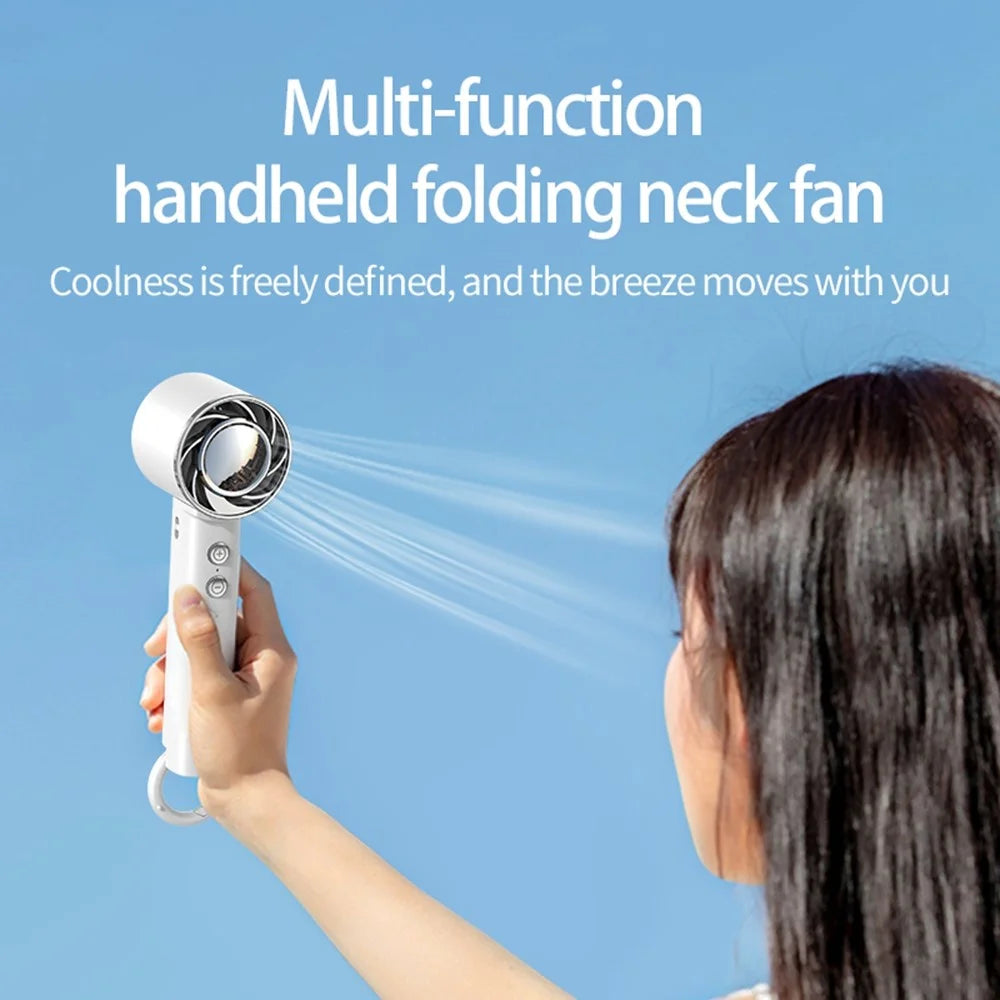 WT16 Handheld Fan Foldable Portable Low Noise Cooling Fan for Outdoor Travel Home Desktop Use - White - 2