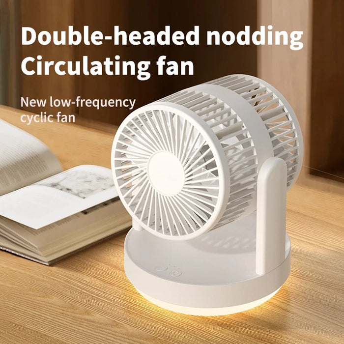 ZK04 Circulating Fan Portable Rechargeable 3 Speed Desktop Cooling Fan with Ambient Light - Beige - 2