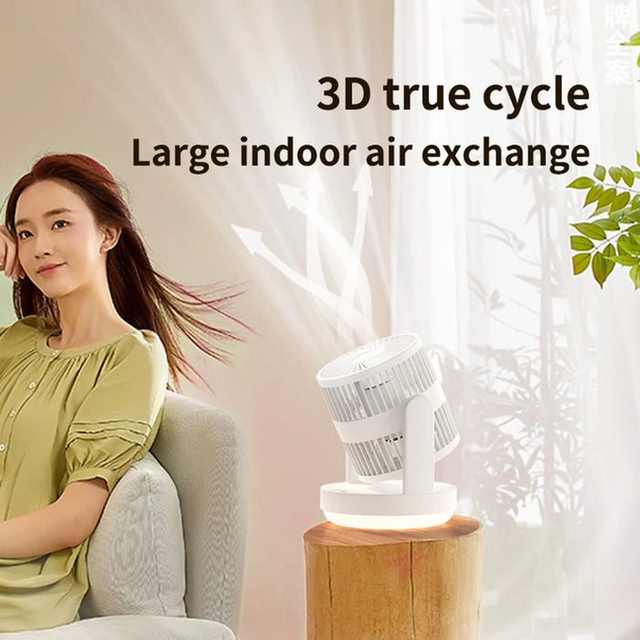 ZK04 Circulating Fan Portable Rechargeable 3 Speed Desktop Cooling Fan with Ambient Light - Beige - 4