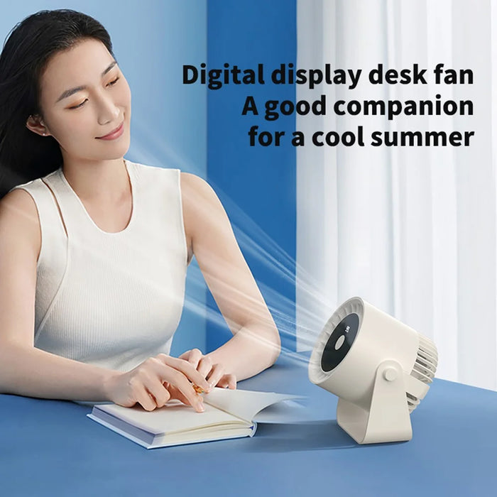 ZK05 Rechargeable Circulating Fan Portable Angle Adjustable Multi-Speed Cooling Fan - Beige - 2