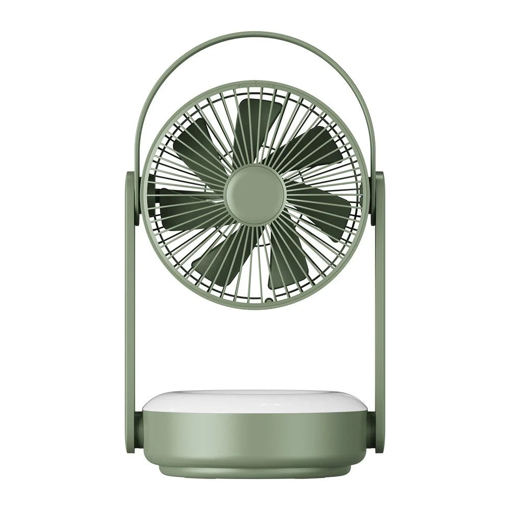 F62 Home Travel Wall Hanging Fan Summer Cooler Desktop Fan USB Charging with Night Light Function - Green - 1