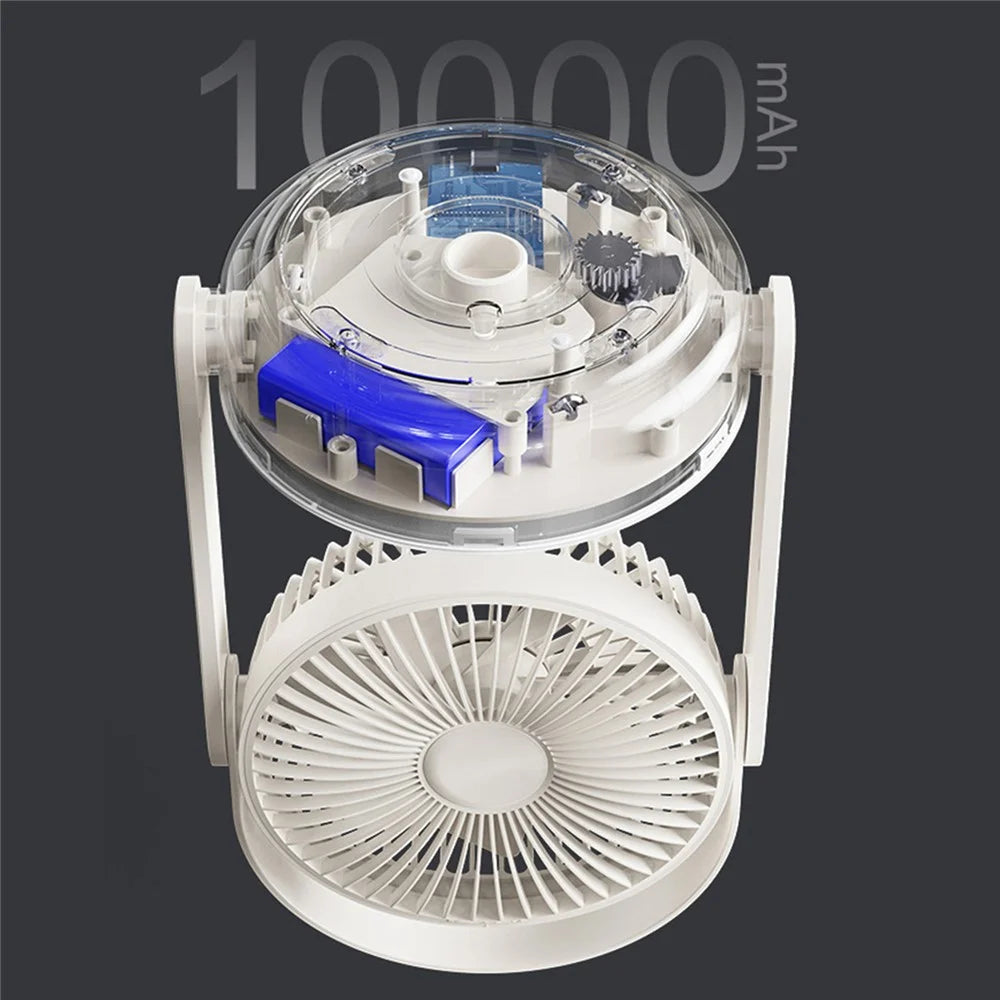 F62 Home Travel Wall Hanging Fan Summer Cooler Desktop Fan USB Charging with Night Light Function - Green - 5