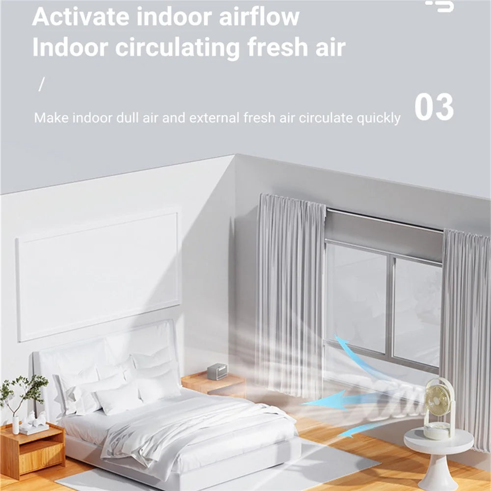 F62 Home Travel Wall Hanging Fan Summer Cooler Desktop Fan USB Charging with Night Light Function - Green - 6