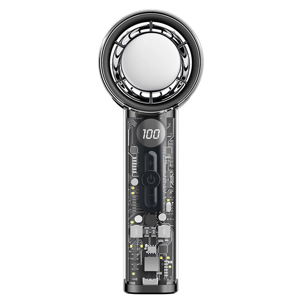 X05 100 Levels Handheld Turbine Fan Transparent Mecha Design Semiconductor Cold Compress Cooling Fan - Black - 2