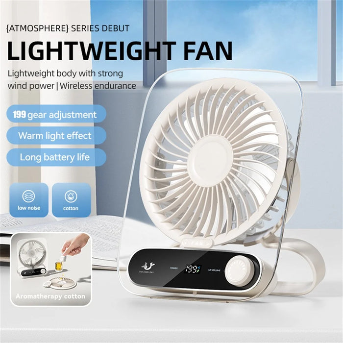 JF136 Desktop Fan Wide Angle Powerful Airflow Portable Hanging Desk Fan Cooler - Beige - 2
